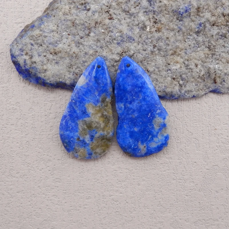 Natural Stone Lapis Lazuli Earring Beads,Fashion Jewelry DIY Gemstone Earrings Accessories For Women 36x19x5mm 11g