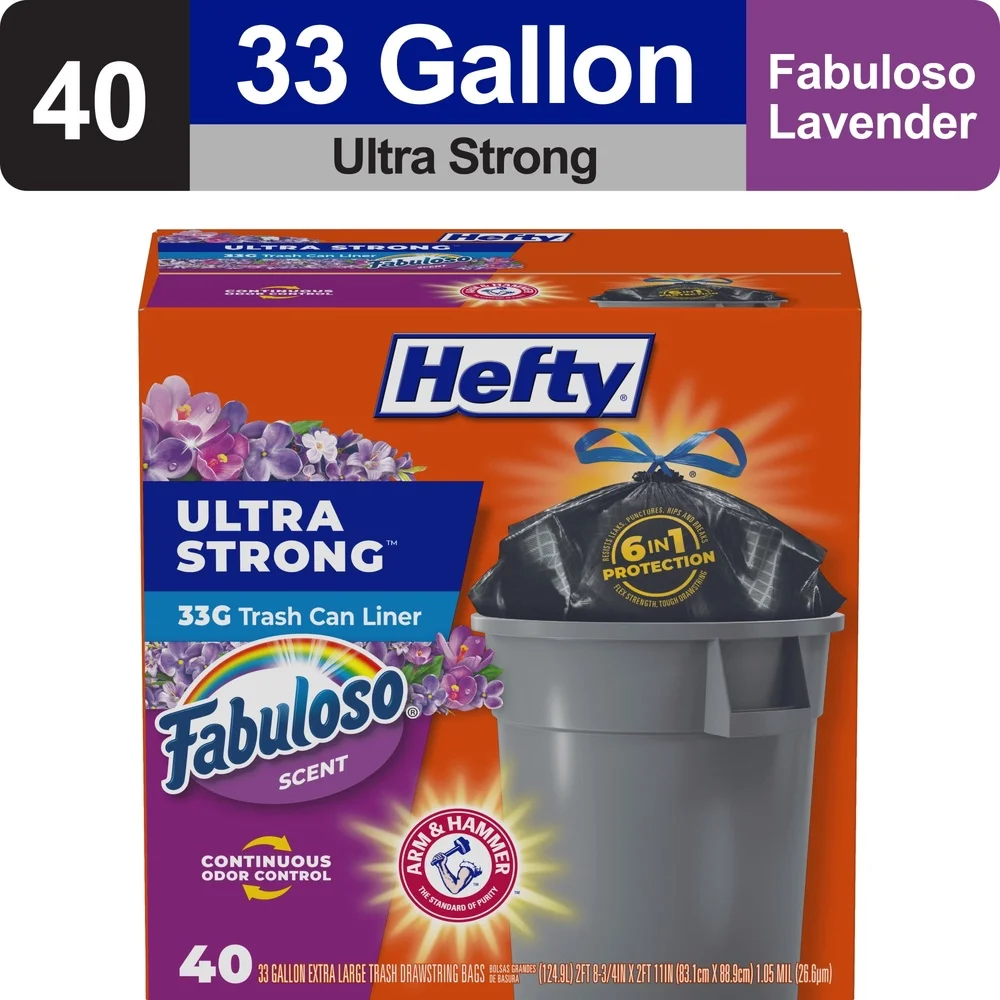 33-Gallon Ultra Strong Drawstring Trash Bags – 40-Count Fabuloso Scent 2