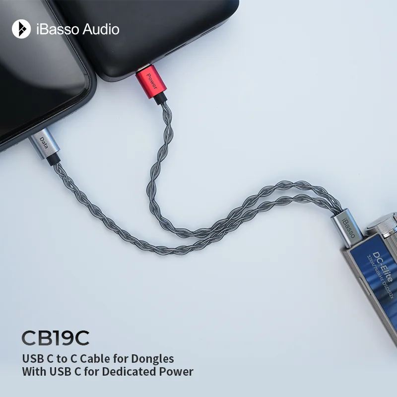IBasso CB19C USB-C kabel-dongle, niezależny kabel zasilający, obsługa TYPE C TO C, kompatybilny z dekoderami DAC Cayin, HIBY, FIIO, TANCHJIM, MOONDROP. — zdjęcie produktu 6