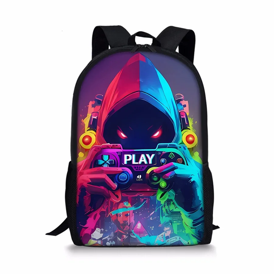 Cool GamePad Single Layer Backpack For Boy/Girls Children Best Gifts 2D Flat Cartoon Student School Bags