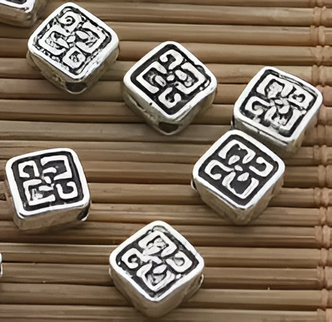 

50pcs 7mm Alloy matel 2sided square spacer beads HWH3322