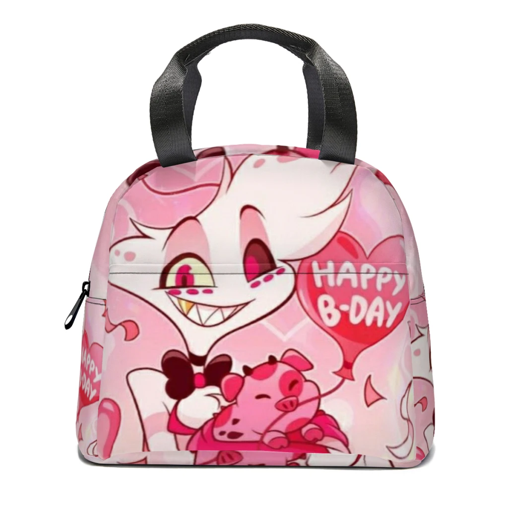 

Angel Dust And Fat Nugget Hazbin:Pink:Hotels Lunch Box Women Multifunction Cooler Thermal Food Insulated Lunch Bag Kids Bags