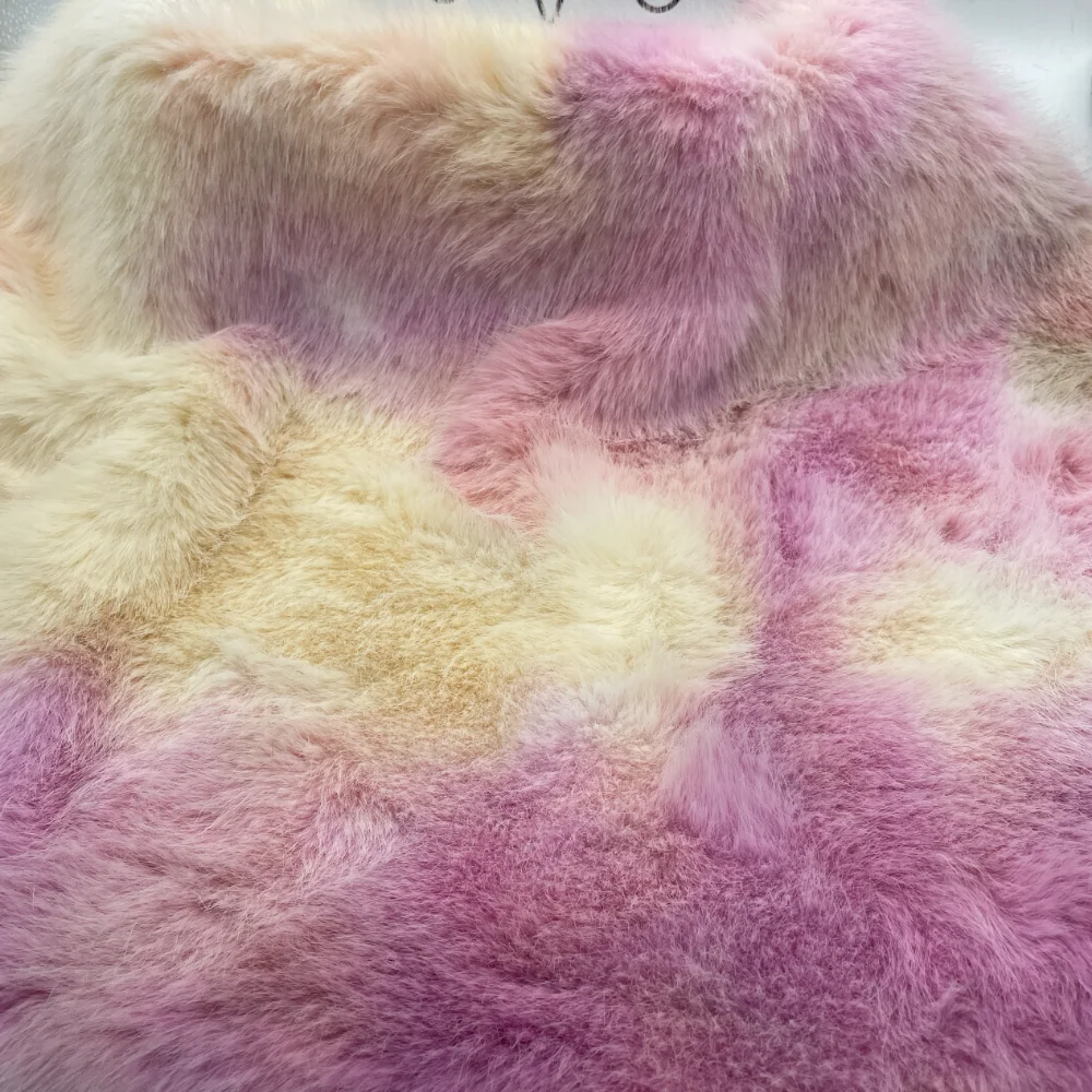 Gradient Rainbow Imitation Fox Plush Fabric for Doll Clothing Set Soft Decoration Thick Cloth Diy Sewing Material - view 3