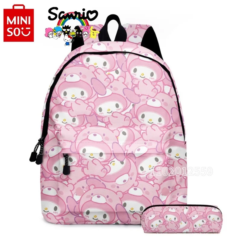 Imagem -03 - Miniso Kuromi Girls School Bolsa Mochila Feminina Grande Capacidade Desenhos Animados Marca de Luxo Novo Moda Pcs Set