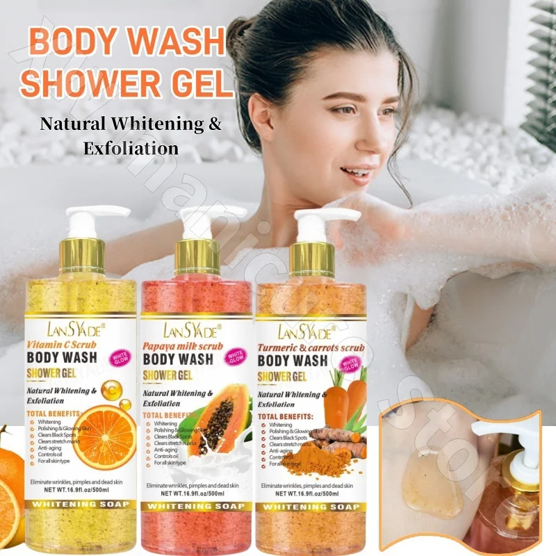 

Scrub Shower Gel 500ml Silky Skin Rich Foam Refreshing Moisturizing Gentle Cleansing Improves Dullness Long-Lasting Fragrance