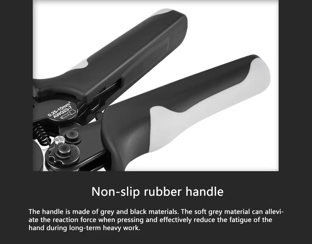 0.25-10mm² 육각 와이어 터미널 페룰 압착 도구, HSC8 10-6A 자체 조정 래칫 압착 펜치, 전기 기술자의 도구