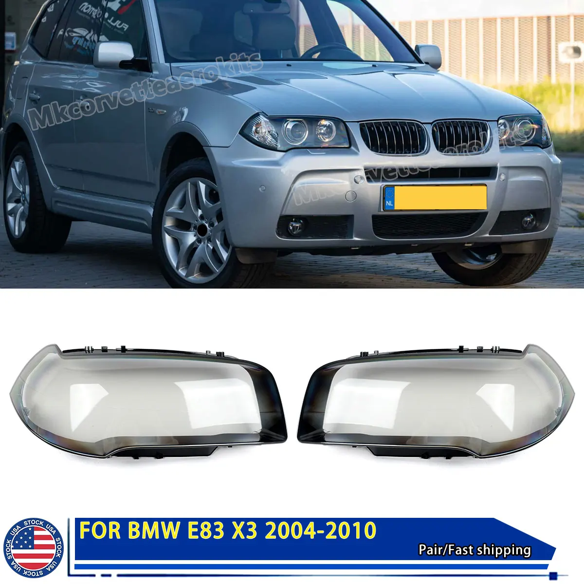 

SAIQINGSP 2Pcs Front Headlight Lens Shell For BMW E83 X3 2004-2010 Car Accessories Tools