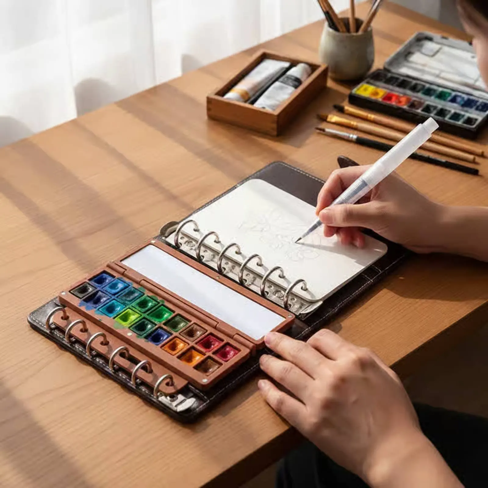 Watercolor Journal Set Gift Box Travel Sketchbook Kit Portable Travel Watercolor Sketchbook