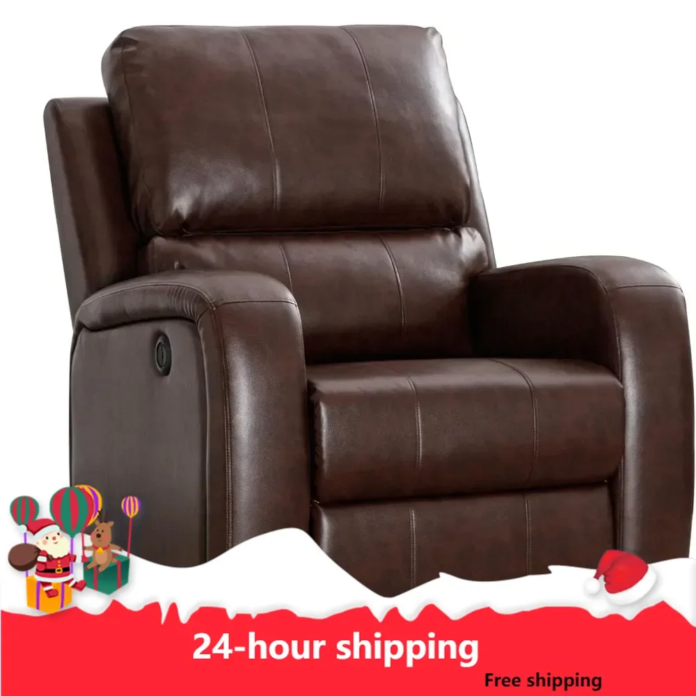 Electric Recliner Chair, Soft PU Leather Power Recliners with Padded Backrest, Single Overstuffed Heavy Duty Reclining Sofa