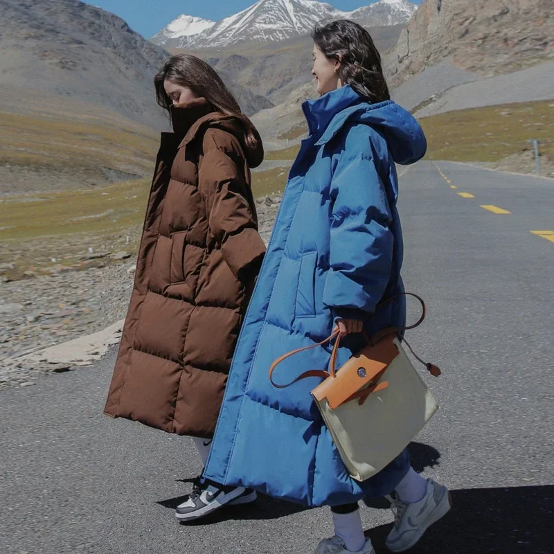 Abrigos de plumas para mujer, vestido de algodón de estilo largo, versión coreana, chaquetas de moda coreana de talla grande, Parka femenina térmica