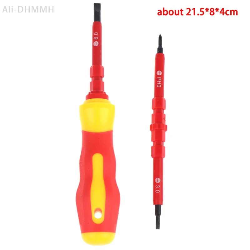 Insulated Electrician Screwdriver Set With Nonslip Handle Interchangeable Bits For Home Electrical Repair Daily Maintenance Work