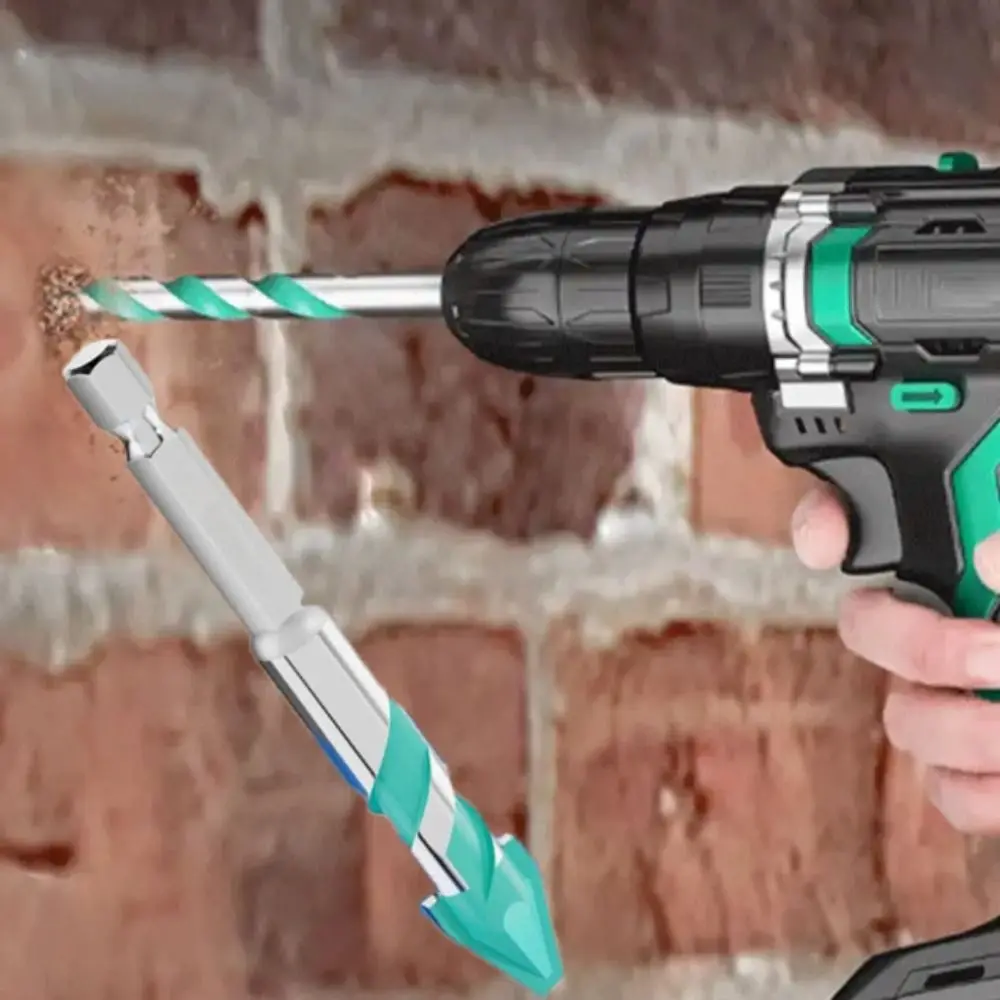 Ultra-High Hardness Sawtooth Drill Bit Serrated Skewed Head Four-Edged Tile Drill Bit 6mm to 12mm Sizes Hexagonal Shank