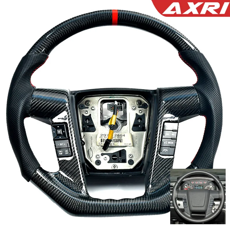 

Racing style Customized Real Carbon Fiber Car Steering Wheel for Ford Raptor F150 2012 2013 2014 LED display screen