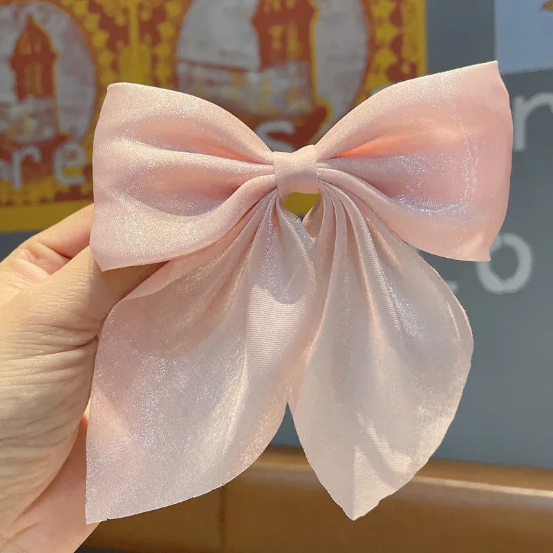 New Large Bows Hair Clip Solid Chiffon Hairpins for Girls Long Ribbon Hair Bow Kids Barrettes Children Fashion Hair Accessories