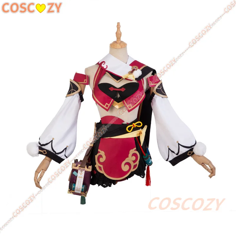 Genshin Impact Yanfei Dress Game Suit Uniform Yan Fei Cosplay Costume Wig Hat Horns Bag Props Halloween Party Silky Outfit