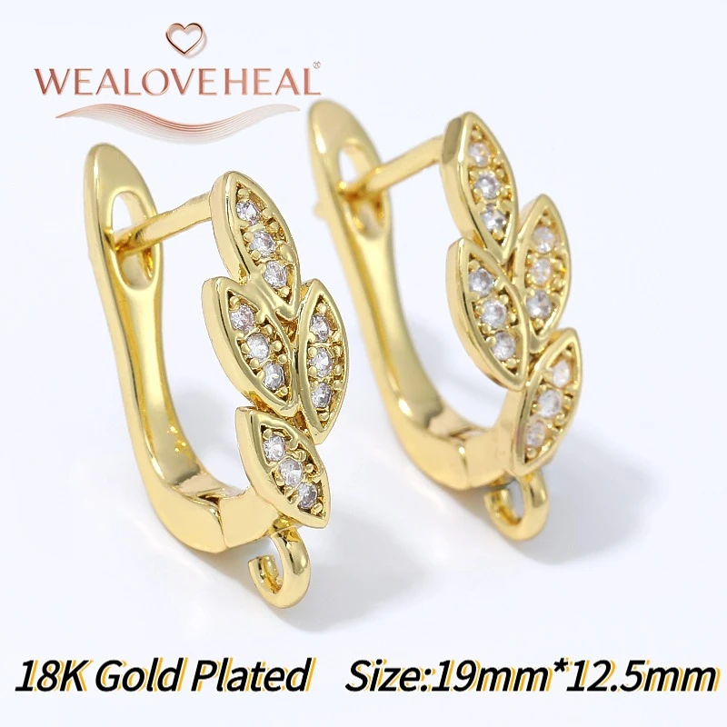 schmuckherstellung zubehör, 1 Paar 18K vergoldete Messing-Ohrringhaken mit rechteckigem Hebelverschluss, Baguette-Zirkonia-Mikropavé, offener Schlaufen-Anhänger für die Ohrringherstellung – Detail 35