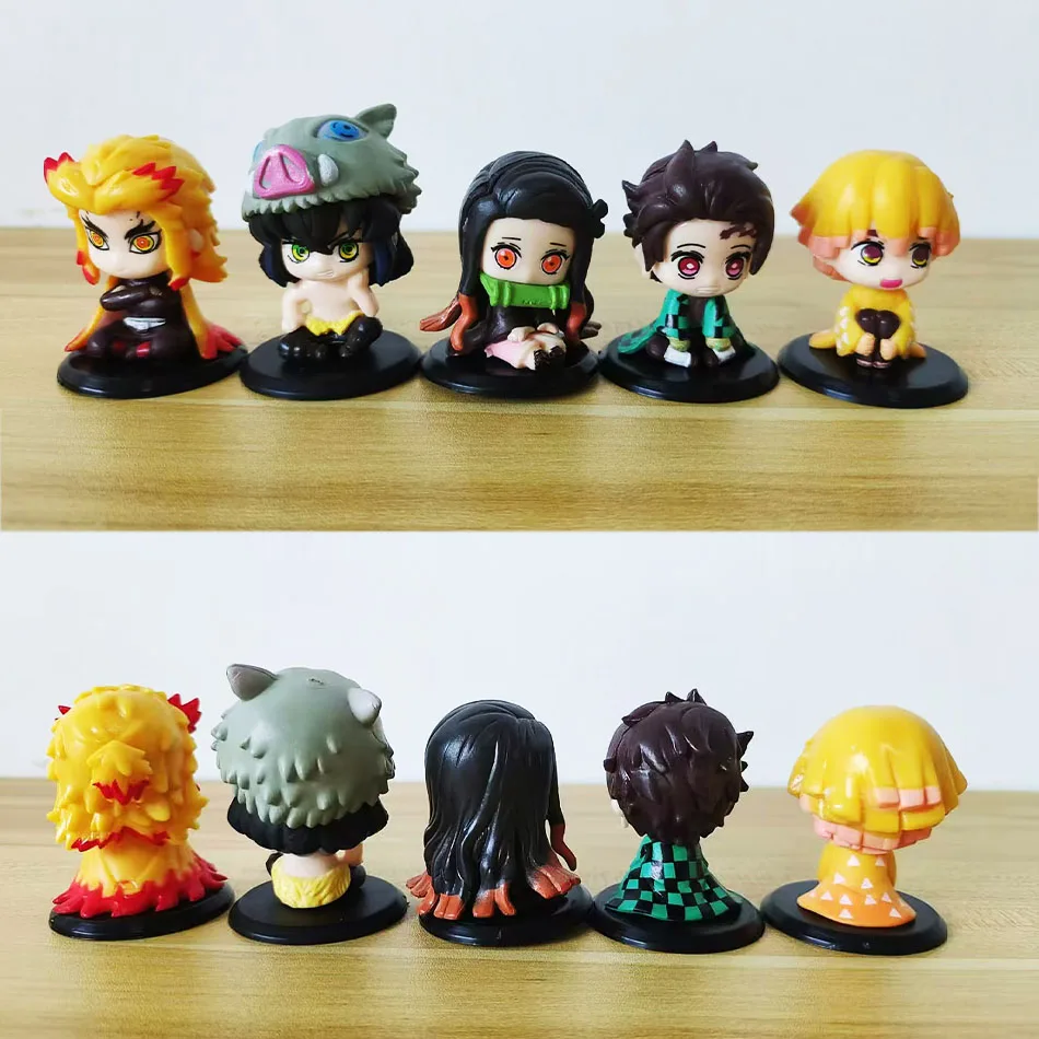 4-15 pçs anime demon slayer kimetsu no yaiba figura kamado tanjirou figura de ação agatsuma zenitsu nezuko guerreiro pvc modelo brinquedos