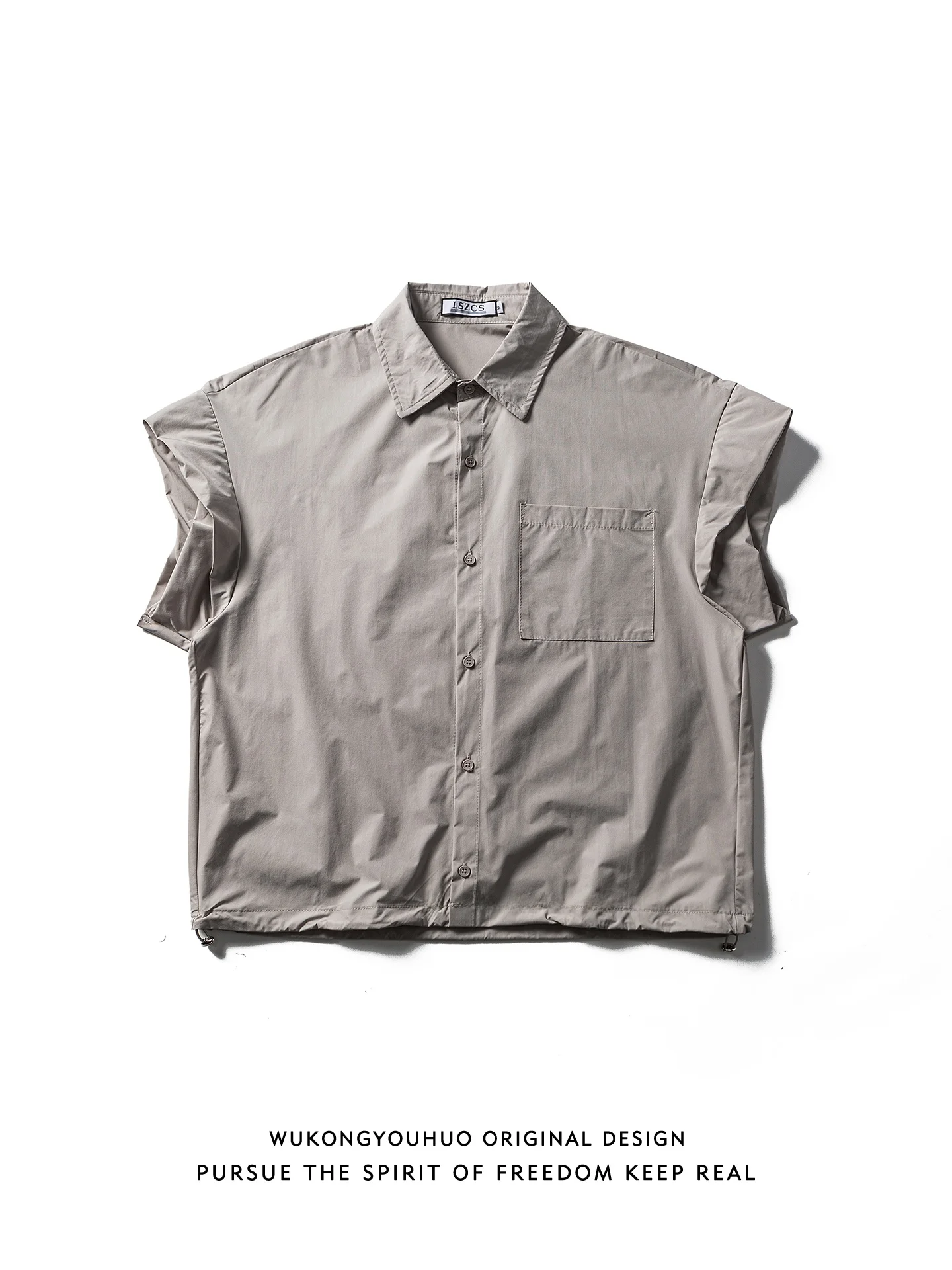 

Casual Loose ort Sve Pure Color Workwear irt ex Vintage Simple Match Men's Women's Summer Wear Resistant irt