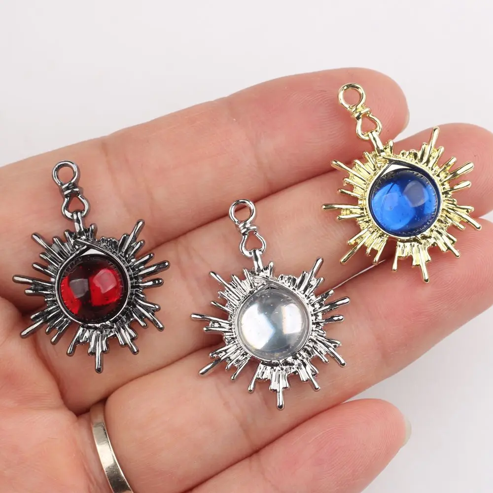 6pcs/lot 24*31MM Zinc Alloy Resin Pearl-set Sun Pendant Charms DIY Necklace Bracelet Earrings Accessories