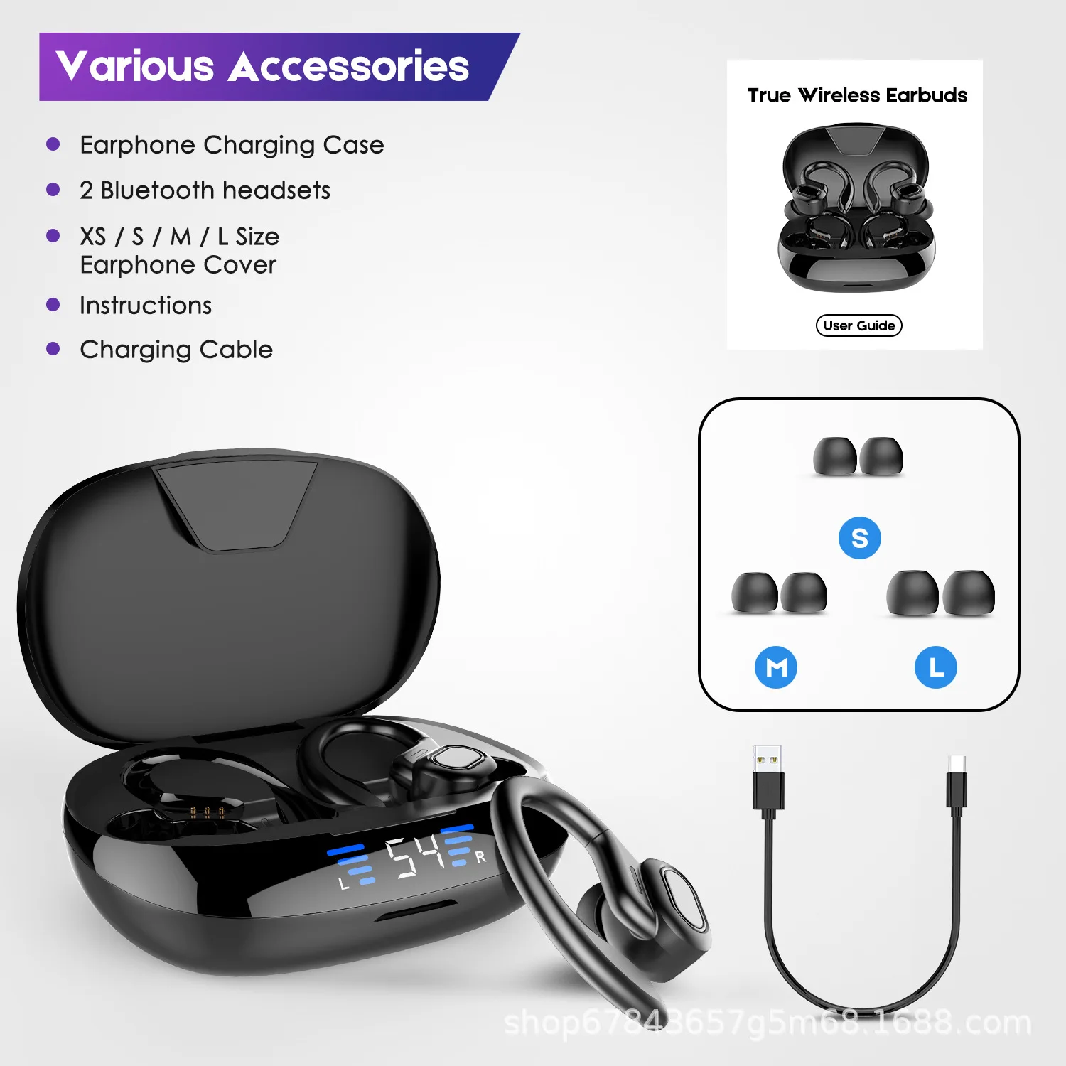 New SP16 Ear Hook Wireless Earphones Bluetooth 5.3 Stereo Bass Sports Fitness Daily Use image 4