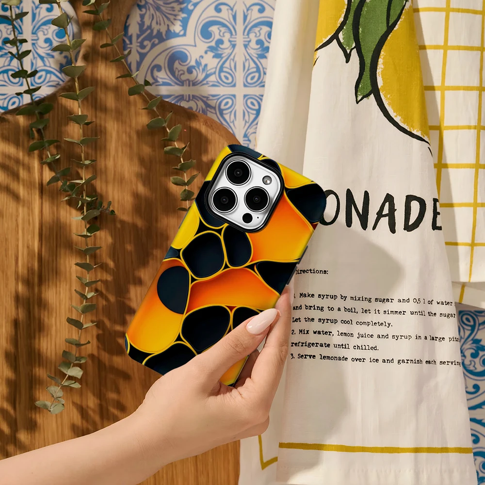 حافظة هاتف بأشكال هندسية برتقالية لهاتف آيفون 17AIR 16E 16 15 14 13 12 11 17 Pro Max Plus غطاء خلفي مزدوج الطبقة #5