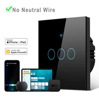 Interruptor inteligente con WiFi, dispositivo con o sin cable neutro, funciona con Apple Homekit, Siri Voice, US EU, 90-240V, 1/2/3 entradas