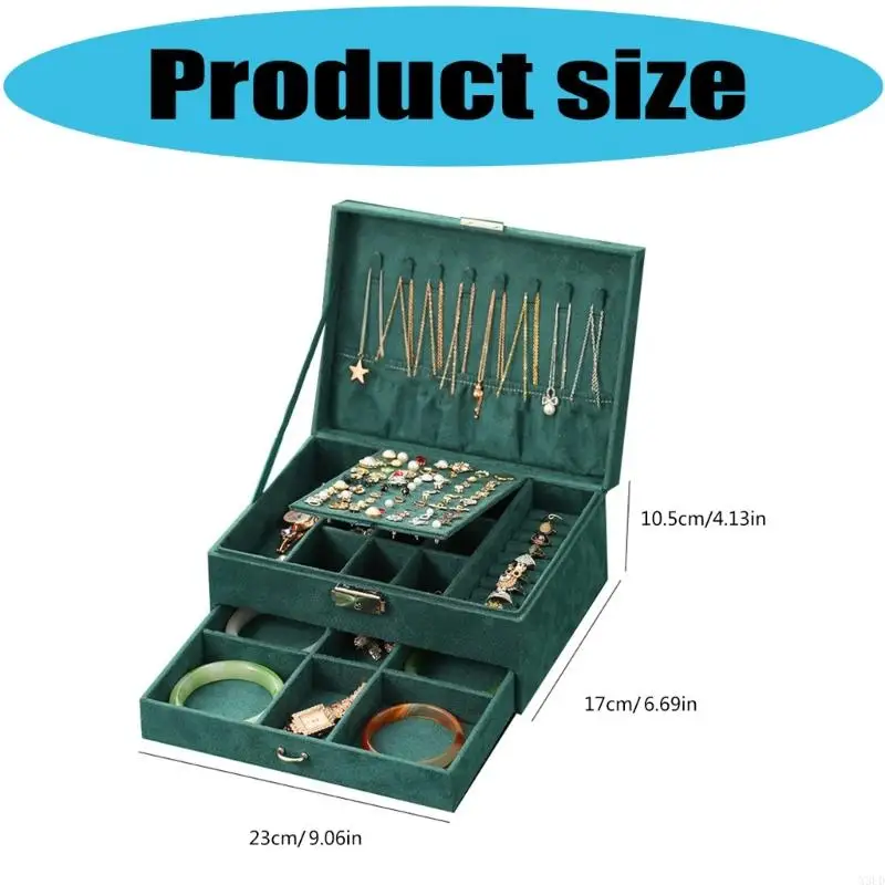 

Винтажный изумрудно-зеленый бархатный футляр для хранения ювелирных изделий из шкатулки для сережек и ожерелий