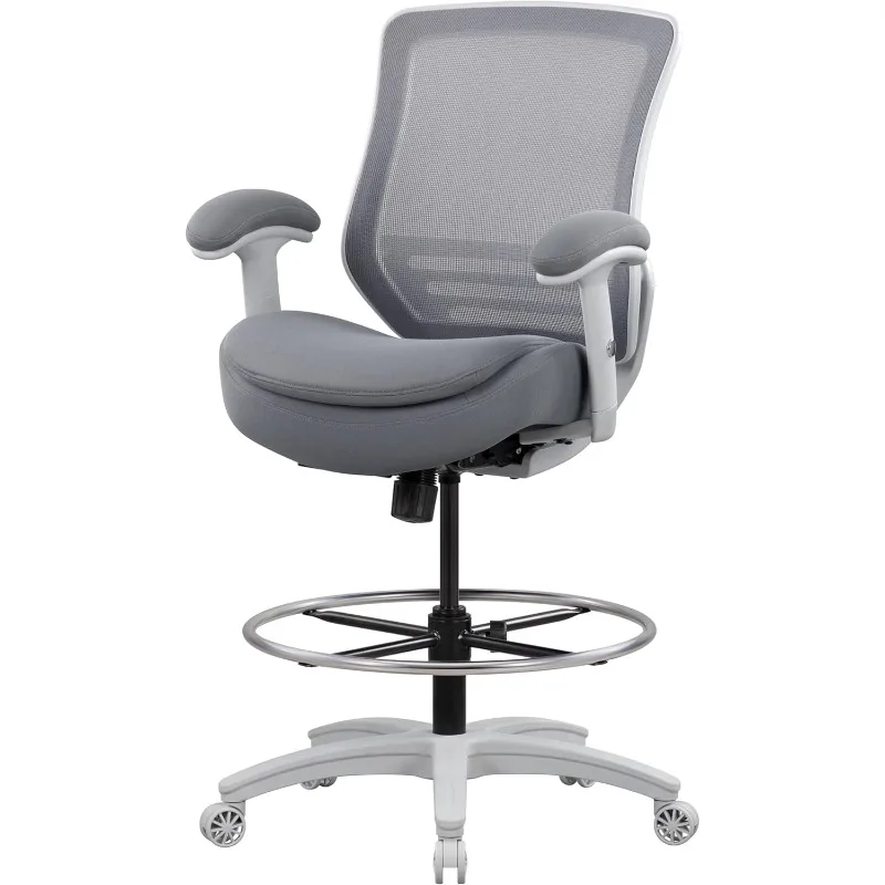 400lbs Double Seat Cushion Tall Office Drafting Chair for Standing Desk with Lumbar Support and Enlarged Adjustable Stool