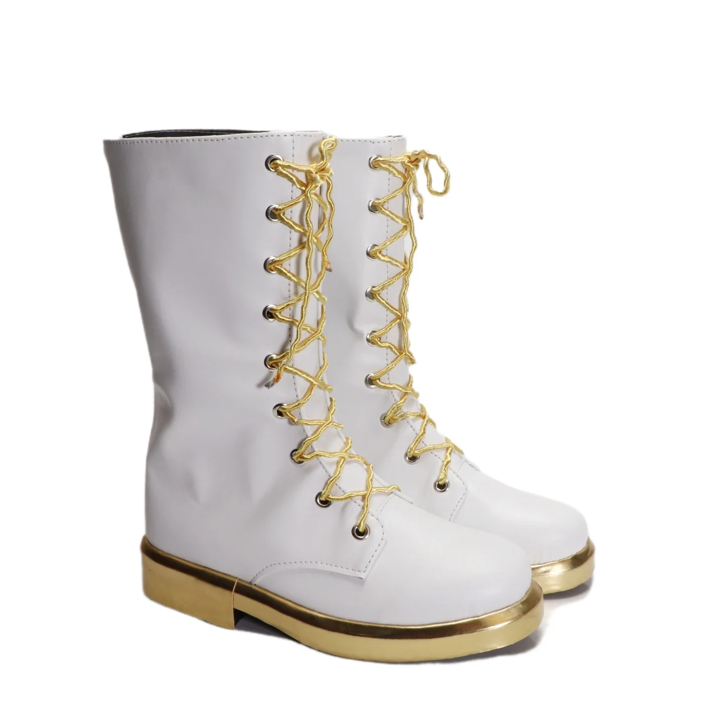 Crianças meninos meninas jogo kpop demônio caçadores huntr/x zoey sapatos brancos botas cosplay botas de carnaval de halloween feito sob encomenda