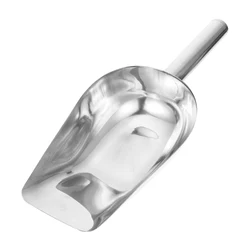 10 Inch Stainless Steel Ice Scoop Multipurpose Food Scoop Flour Shovel Grain Shovel Ice Cube Shovel Flat Concave Bottom Optional