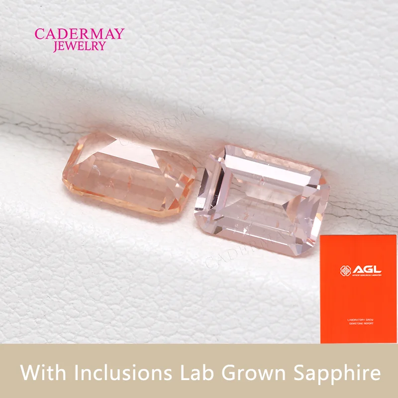 

Cadermay Inclusions Lab Gemstones 5x7mm Emerald Cut Morgan Pink Lab-Grown Sapphire Loose Stone for Jewelry Making DIY Accessory