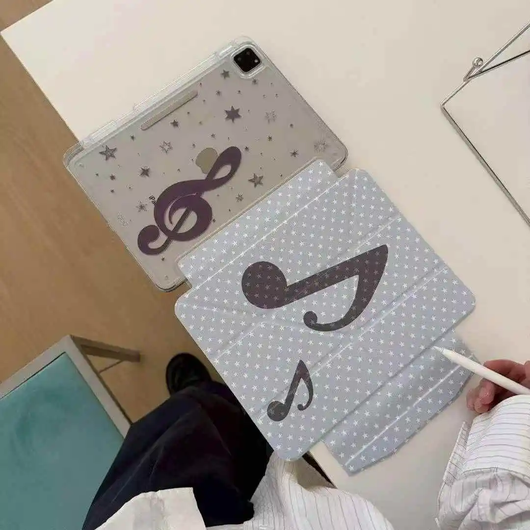 Cute Musical Notes Y2K Tablet Case For iPad Pro 11 12.9 13 A16 M2 M4 M3 M5 Shell 9.7 5/6/7/8/9/10/11th Mini Air 3 4 5 6 7 Cover