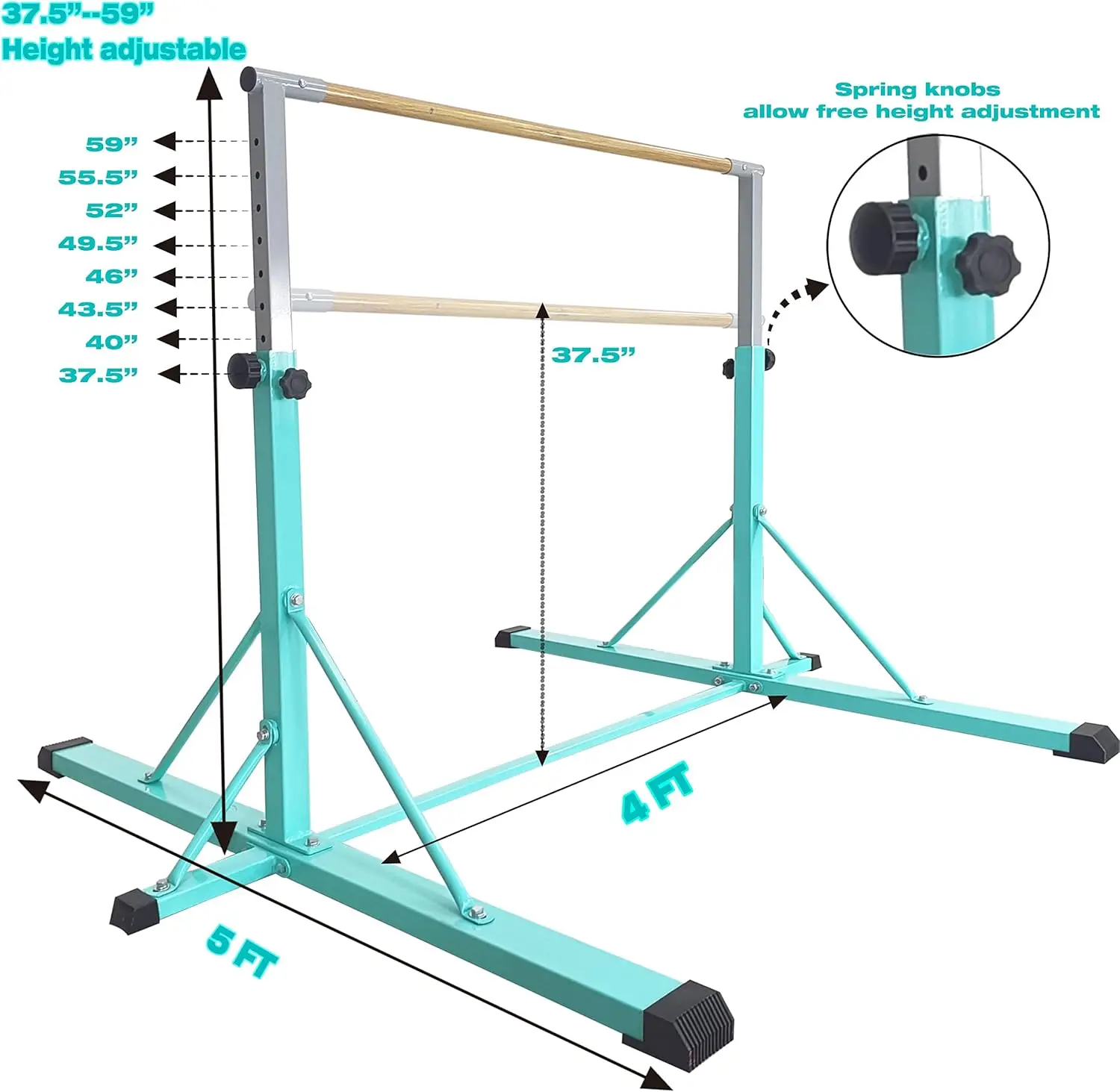 Horizontal Bars, Adjutable Gymnastic Bar for Kids Ages 5-20, 35.4