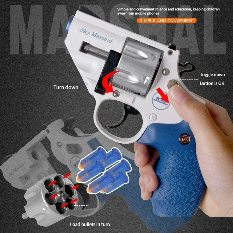 

9Mm Revolver Toy Pistol Handgun Blaster Soft Bullet Toy Gun Airsoft Shooting Weapons Boys Birthday Gifts Cs Fake Gun