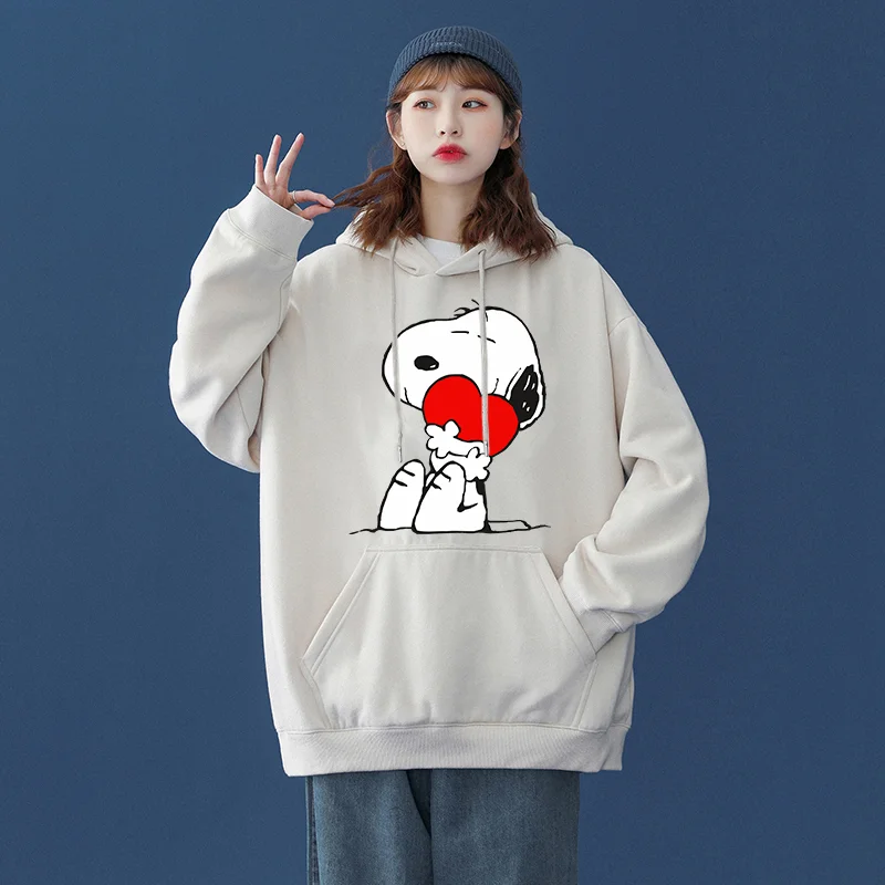 Popular cartoon character Snoopy Charlie Brown hooded hoodie for men and women, casual sports street hoodie for couples