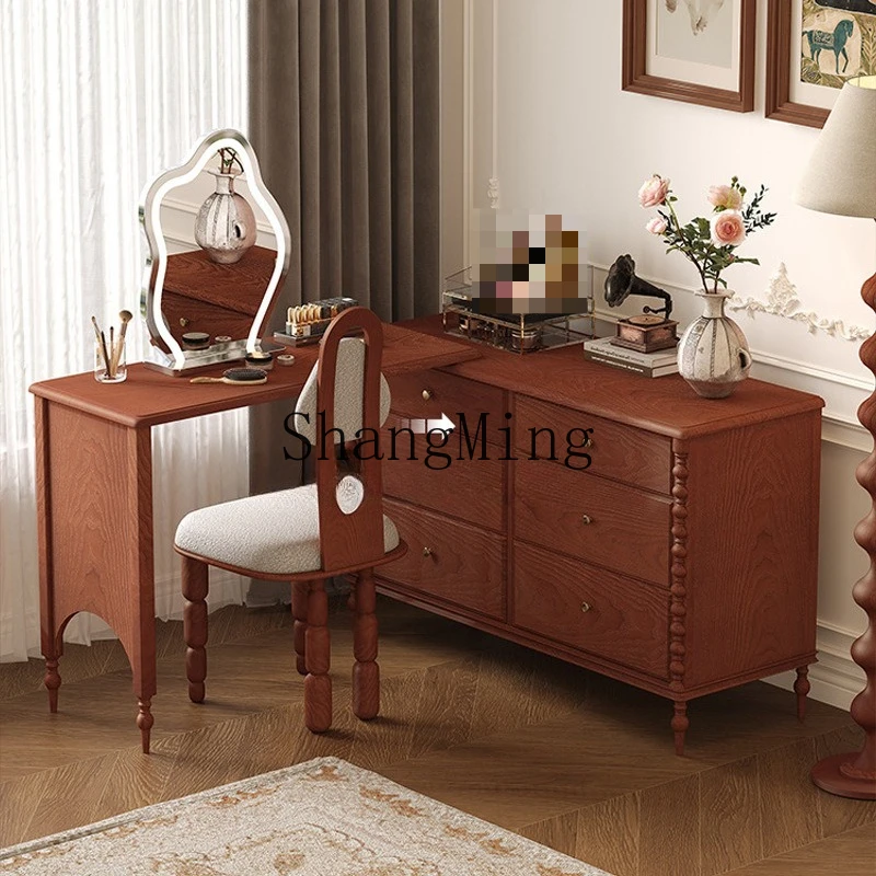 

ZYY retro dressing table bedroom desk dressing table corner cabinet integrated solid wood dressing table