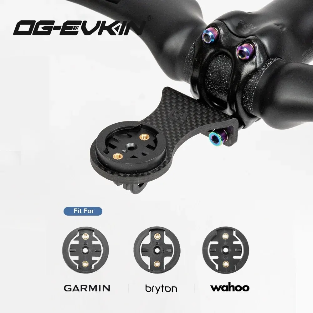 OGEVKIN Bike Stem Extension Carbon Computer Mount Holder Rack for GPS/Cycling Computer/Camera/Light Bicycle Accessories 3K Black