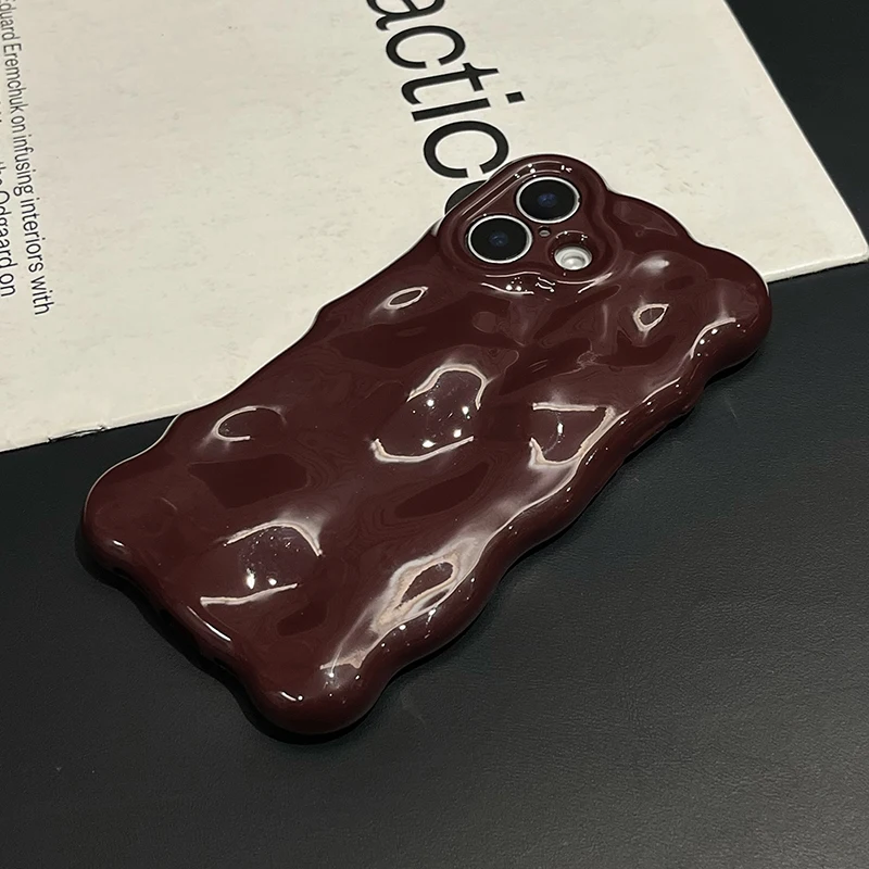 Weinrotes, glänzendes Handycover mit Wellenmuster für iPhone 16, 18 Pro Max, 17 Air, 15, 13, 14, 12, 11, 16 Plus, stoßfestes TPU-Handyhülle. – Detail 10