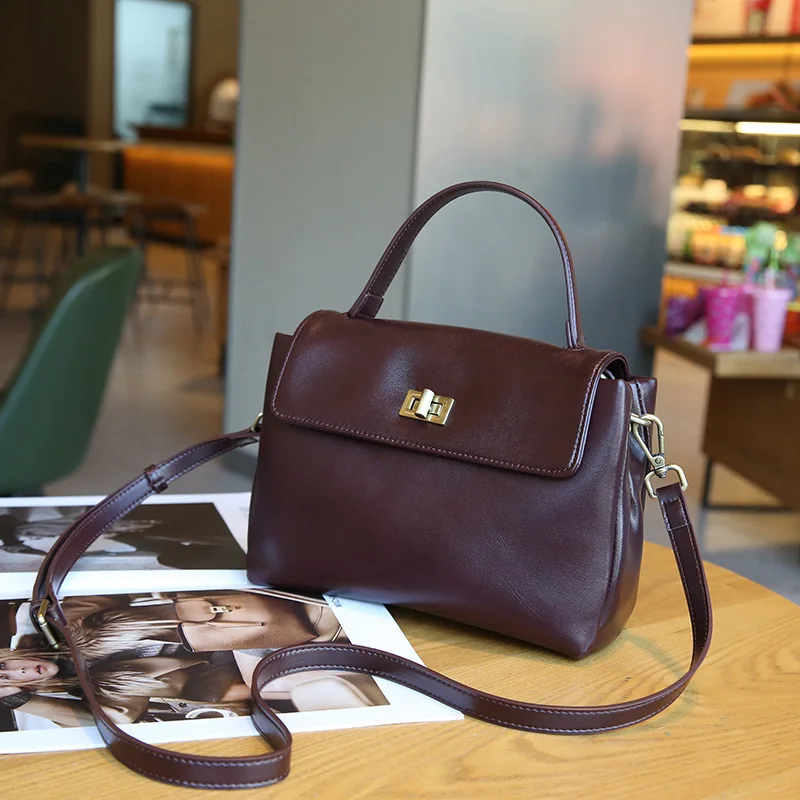 

Genuine Leather Women's Crossbody Bag2025New high-end vintage single-shoulder bag fashionable versatile handbag