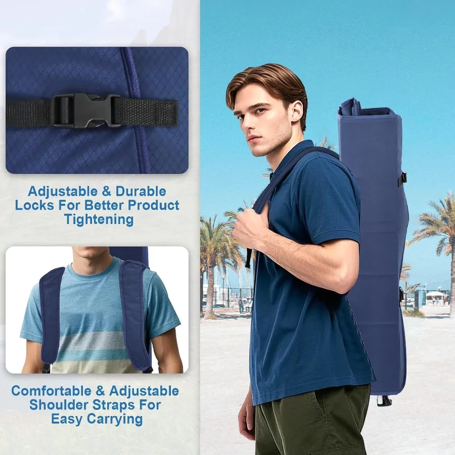 كراسي تخييم قابلة للطي بمظلة خارجية: كرسي شاطئ محمول مع مظلة للبالغين كراسي شاطئ شديدة التحمل مع مظلة #4