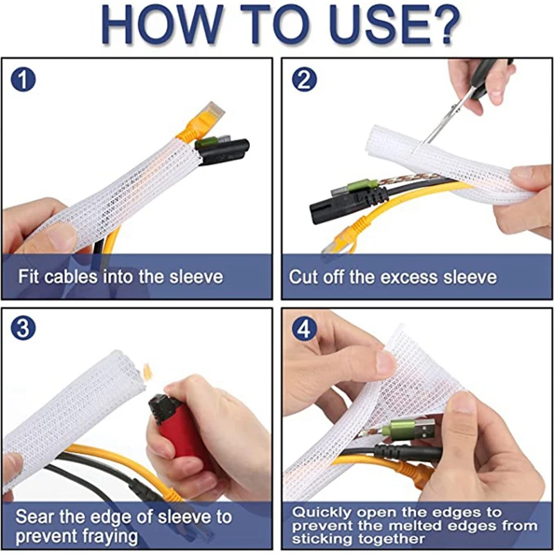 Cable Protector 6M Braided Wire Set Home Office Wire Wire Protection Sleeve Anti-Animal Bite (White)