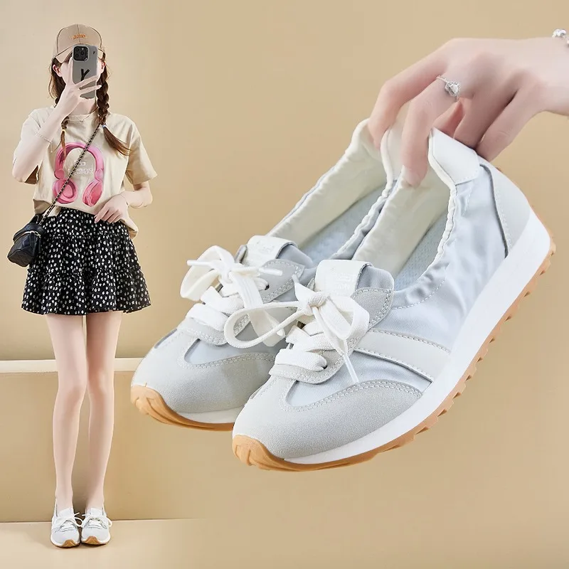 Zapatos de mujer 2026: Zapatillas casuales de lona con cordones, estilo veraniego, transpirables, de corte bajo, novedad para damas.