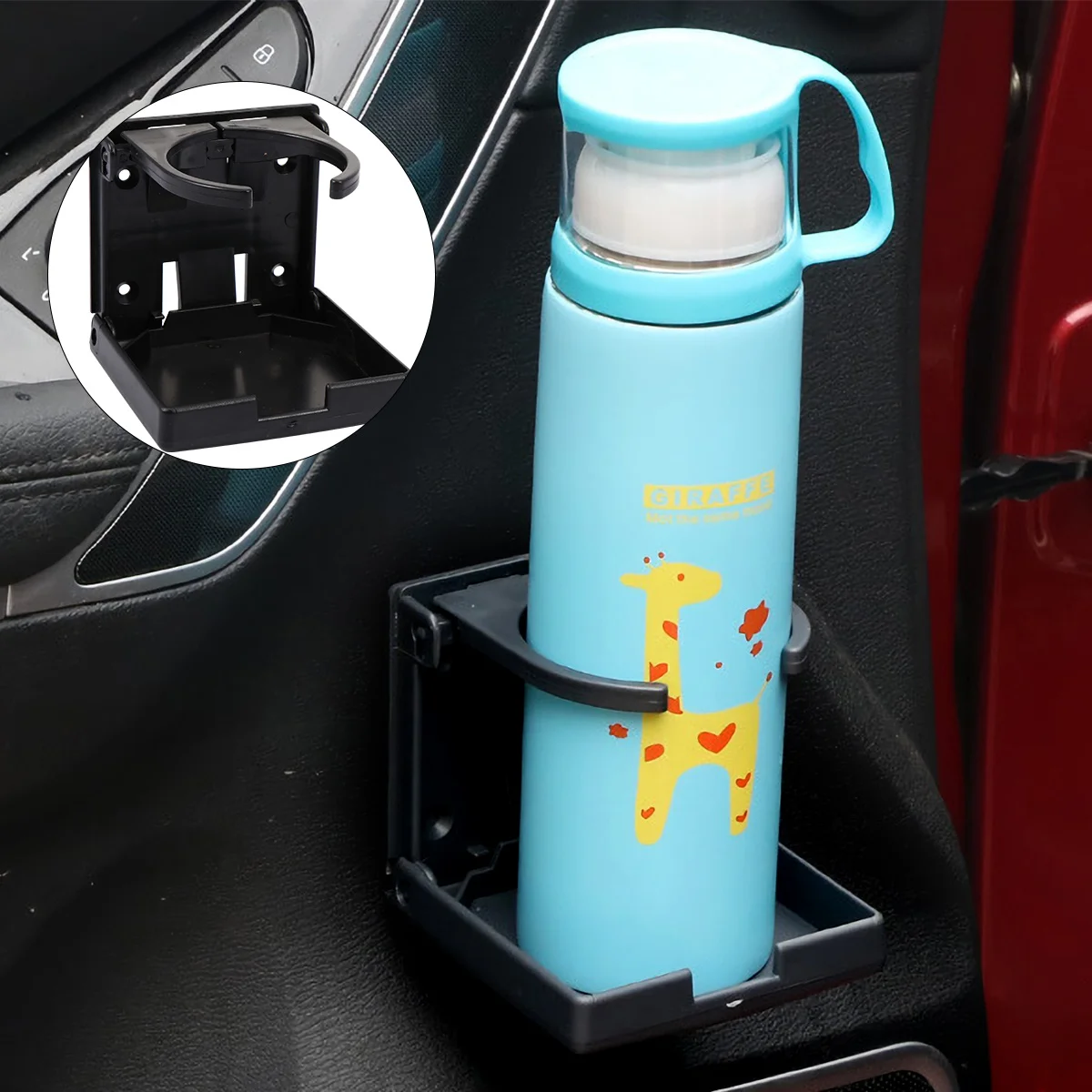 

2Pcs Foldable Cup Rack Premium Car Seat Drink Holder with Adjustable Retainer Arms for Secure Bottle Can Mug Storage in Vehicle