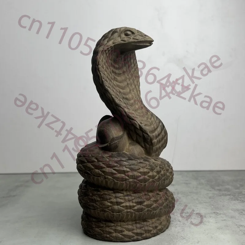 

Статуэтка кобра из агарового дерева ручной работы - 18,5x8,1x10 см, фигурка змеи в стиле фэн-шуй, декор для дома, амулет для богатства и удачи