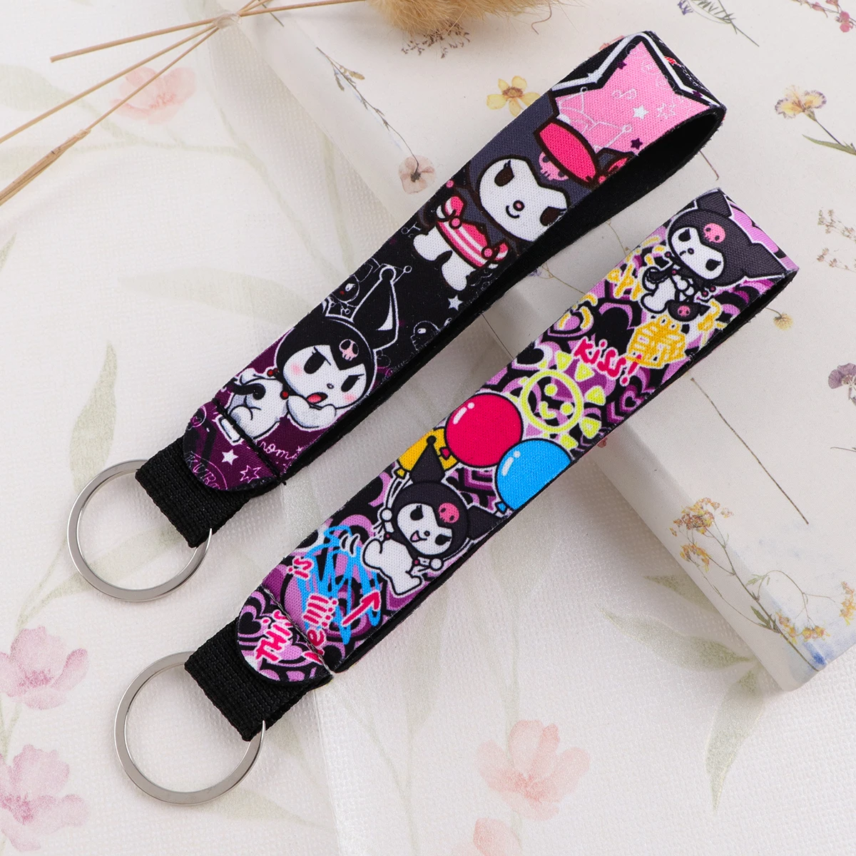 Cinturini da polso per cani con coniglio rosa Kawaii Cartoon Donna Ragazza Portachiavi Portachiavi Portachiavi per accessori per catena da polso per auto