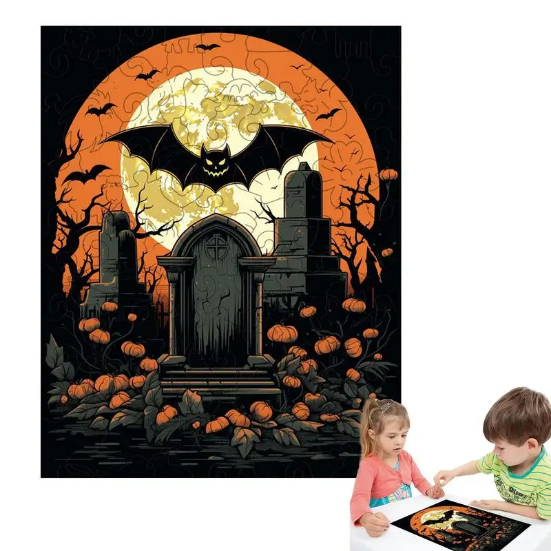 Halloween Nightmare Jigsaw Puzzle Haunted House Puzzle Holiday Puzzles 3D Haunted House Pumpkin Bat Grave Theme Puzzles For Boys