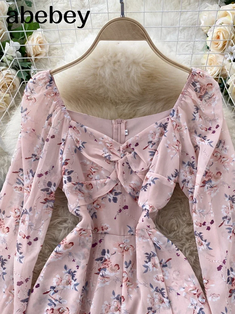 Korean Floral Jumpsuit Women Ruched V Neck Puff Sleeve Office Rompers Autumn Boho Print Holiday Wide Leg Short Rompers