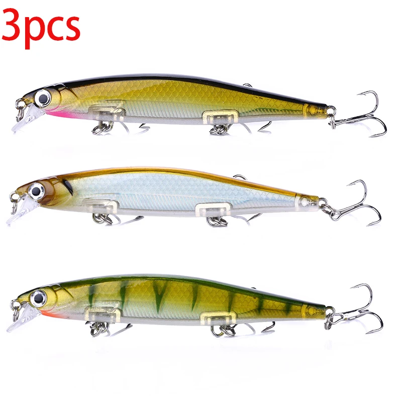 1 Stück Minnow Trolling Angelköder Laser-Hartköder 3D-Augen 11cm 13g Wobbler für Barsch, Hecht, Wolfsbarsch, Sinkender Jerkbait
