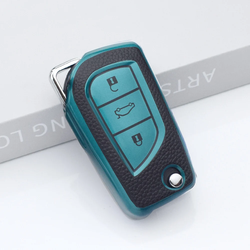 For Toyota Camry RAV4 Forturner Hilux Auris Corolla Avensis Verso Yaris Aygo Scion TC IM TPU Leather Car Remote Key Cover Case view 3