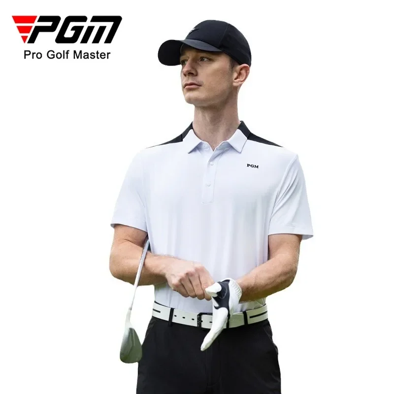 PGM Men's Golf Short Sleeved T-shirt Summer Breathable Moisture Absorbing Quick Drying Polo Shirt Top YF679